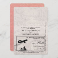 Roos Gold Filipijnen Paspoort Huwelijksuitnodiging