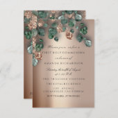 Roos Gold First Heilige Commune Christelijk Kruis Kaart (Voorkant / Achterkant)