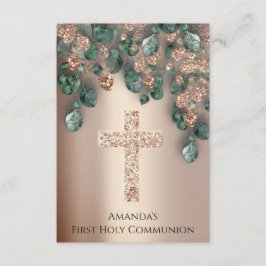 Roos Gold First Heilige Commune Christelijk Kruis Kaart