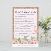 Roos Gold Flamingo Vrijgezellenfeest Game PRINED (Staand voorkant)