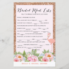 Roos Gold Flamingo Vrijgezellenfeest Game PRINED