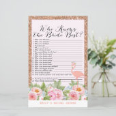 Roos Gold Flamingo Vrijgezellenfeest Game PRINED (Staand voorkant)