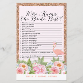 Roos Gold Flamingo Vrijgezellenfeest Game PRINED