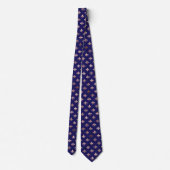 Roos Gold Fleur de Lis Pattern Navy Blue Stropdas (Achterkant)