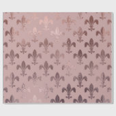 Roos Gold Fleur-de-Lis Pattern on Blush Pink Cadeaupapier (Vlak)