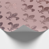 Roos Gold Fleur-de-Lis Pattern on Blush Pink Cadeaupapier (Hoek)