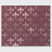 Roos Gold Fleur-de-Lis Pattern op Bourgogne Cadeaupapier (Vlak)