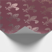 Roos Gold Fleur-de-Lis Pattern op Bourgogne Cadeaupapier (Hoek)