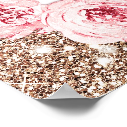 Roos Gold floral, 30ste verjaardag, welkomstteken Poster (Hoek)