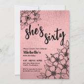 Roos Gold Floral 60e verjaardag Kaart (Voorkant)