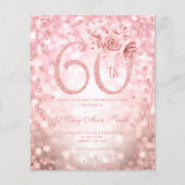 Roos Gold Floral 60th Birthday Lights Flyer (Voorkant)