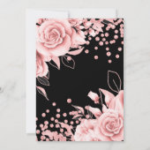 Roos Gold Floral 60th Birthday Party Black Kaart (Achterkant)