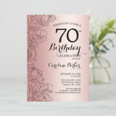 Roos Gold Floral 70e verjaardag Kaart (Staand voorkant)