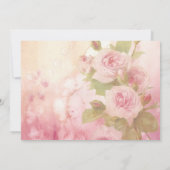 Roos Gold Floral Baby Girl 1e verjaardag Uitnodigi Aankondiging (Achterkant)