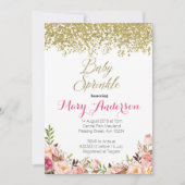 Roos Gold Floral Baby Sprinkle Invitaties Kaart (Voorkant)