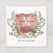 Roos Gold Floral Banner Event Planner Vierkante Visitekaartje (Voorkant)