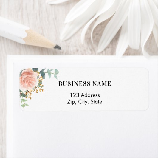 Roos Gold Floral Bedrijfsretouradres Etiket (Insitu)