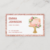 Roos Gold Floral Birthday Cake Pastry Chef Bakery Visitekaartje (Voorkant)