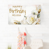 Roos Gold Floral Birthday Spandoek (Insitu)
