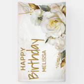Roos Gold Floral Birthday Spandoek (Verticaal)