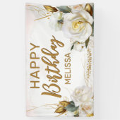Roos Gold Floral Birthday Spandoek (Verticaal)