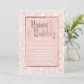 Roos Gold Floral Blush Pink Brush Brunch Bubble Kaart (Staand voorkant)