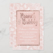 Roos Gold Floral Blush Pink Brush Brunch Bubble Kaart (Voorkant / Achterkant)