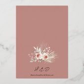Roos Gold Floral Boho Dusty Roos Wedding Folie Uitnodiging (Achterkant)