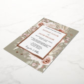 Roos Gold Floral Boho Sage Green Wedding Folie Uitnodiging (Gedraaid)