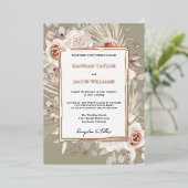 Roos Gold Floral Boho Sage Green Wedding Folie Uitnodiging (Staand Voorkant)