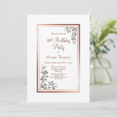 Roos Gold Floral Border 18th Birthday Party Kaart (Staand voorkant)