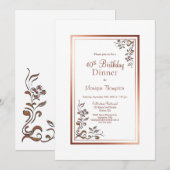 Roos Gold Floral Border 40th Birthday Dinner Party Kaart (Voorkant / Achterkant)