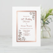 Roos Gold Floral Border 50th Birthday Dinner Party Kaart (Staand voorkant)