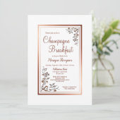 Roos Gold Floral Border Bridal Champagne Breakfast Kaart (Staand voorkant)
