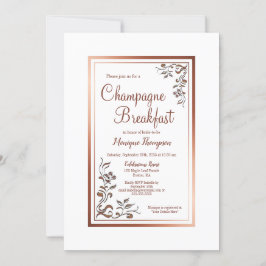 Roos Gold Floral Border Bridal Champagne Breakfast Kaart