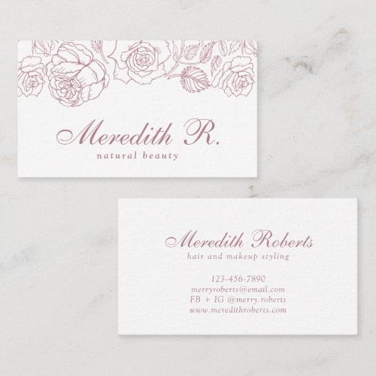 Roos Gold Floral Border Elegant Signature Script Visitekaartje (Voorkant / Achterkant)