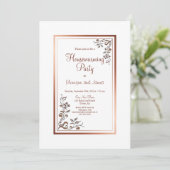 Roos Gold Floral Border Housewarming Party Aankondiging (Staand voorkant)