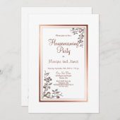 Roos Gold Floral Border Housewarming Party Aankondiging (Voorkant / Achterkant)