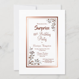 Roos Gold Floral Border Surprise 18th Birthday Kaart