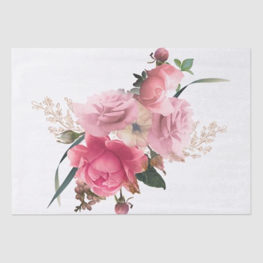 Roos Gold Floral Bouquet Waterverf ontkoppeling Tissuepapier (Voorkant)