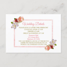 Roos Gold Floral Bouquet Wedding Detail Card Informatiekaartje