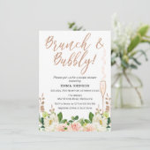 Roos Gold Floral Brunch Bridal Shower Kaart (Staand voorkant)