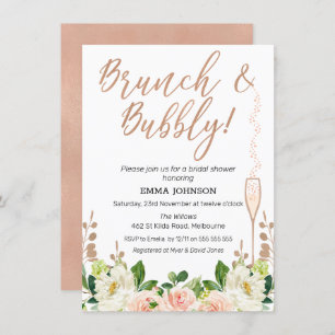 Roos Gold Floral Brunch Bridal Shower Kaart