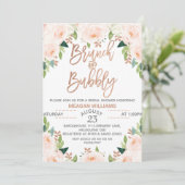 Roos Gold Floral Brunch Bubble Bridal Invitation Kaart (Staand voorkant)