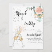 Roos Gold Floral Brunch Bubbly Pensioenfeest Kaart (Voorkant)