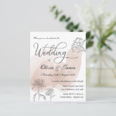 Roos Gold Floral Budget Weduwen Uitnodiging (Staand voorkant)