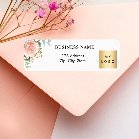 Roos Gold Floral Business logo Retouradres Etiket