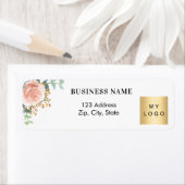 Roos Gold Floral Business logo Retouradres Etiket (Insitu)
