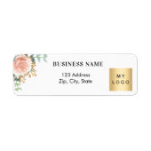 Roos Gold Floral Business logo Retouradres Etiket (Voorkant)