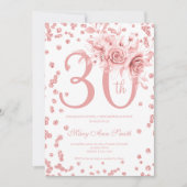 Roos Gold Floral & Confetti 30e verjaardag Kaart (Voorkant)